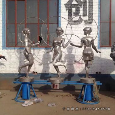 不锈钢自由体操人物雕塑