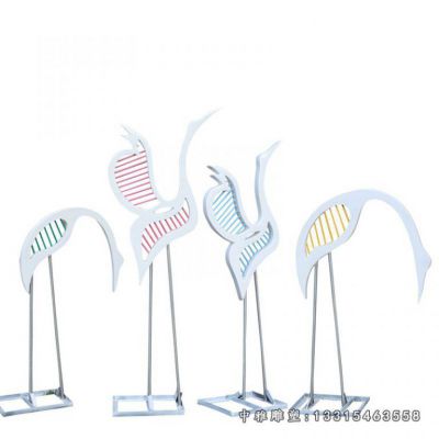 公园仙鹤不锈钢雕塑