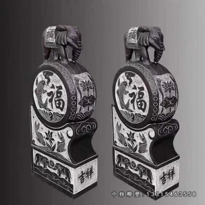宅门石雕大象抱鼓石