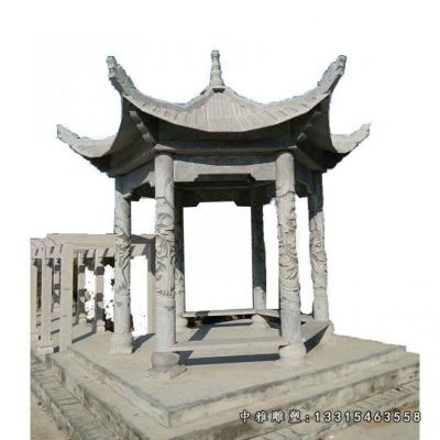 晚霞红园林凉亭石雕