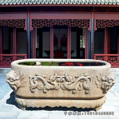 石雕方形水缸