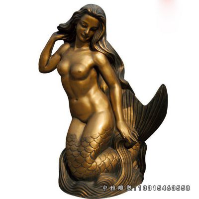 公园铜雕美人鱼