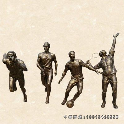 铜雕踢足球人物雕像