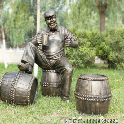 公园喝酒人物铜雕