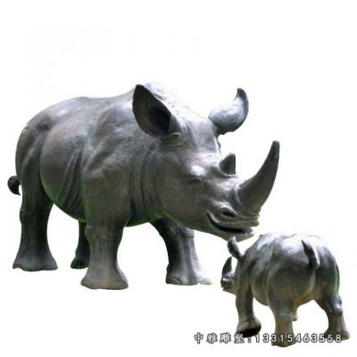 母子犀牛铜雕