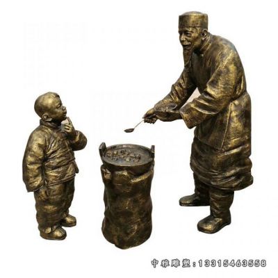 铜雕小吃人物