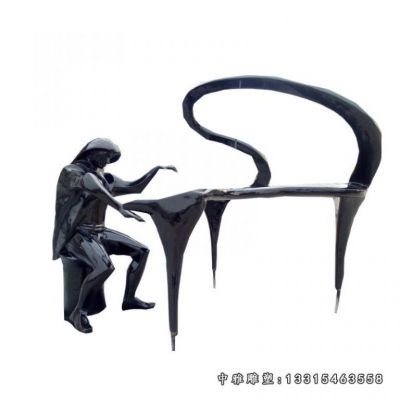 弹钢琴人物铜雕