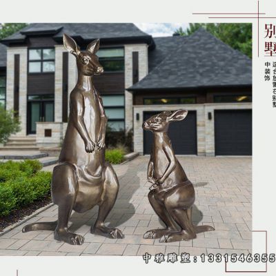 公园袋鼠铜雕