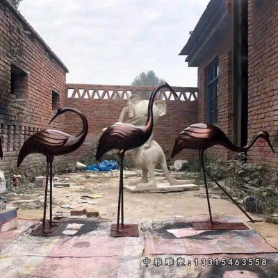 公园火烈鸟铜雕