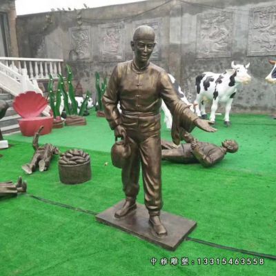 倒茶店小二铜雕