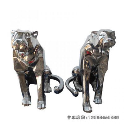 豹子不锈钢雕塑