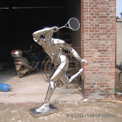 不锈钢打羽毛球人物雕塑