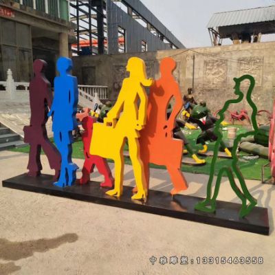 不锈钢剪影购物人物雕塑