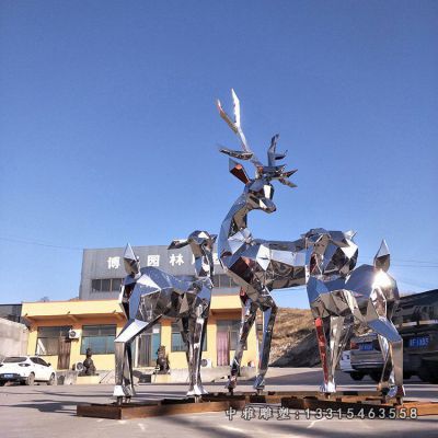 不锈钢动物鹿雕塑