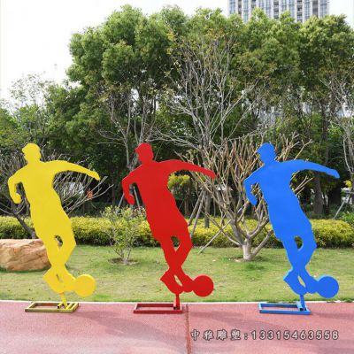 不锈钢剪影踢足球人物雕塑