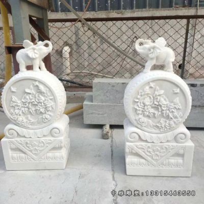 石雕大象抱鼓石雕塑