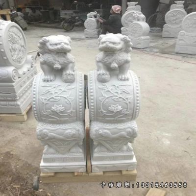石雕狮子抱鼓石摆件