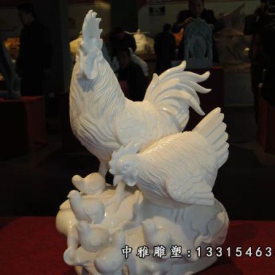 打鸣石雕鸡雕塑