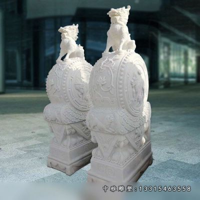 宅门石雕麒麟抱鼓石