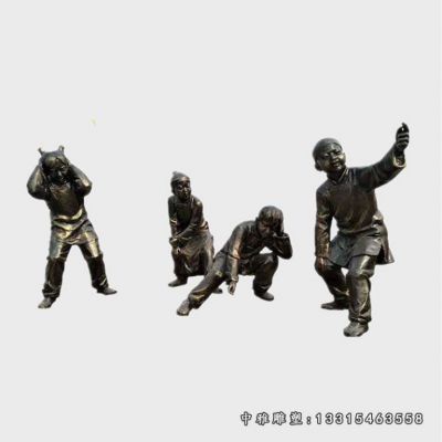 放鞭炮铜雕儿童