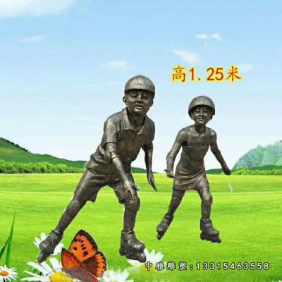 滑冰人物铜雕