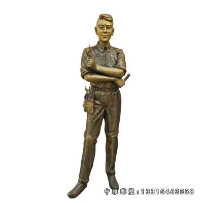 剃头人物铜雕