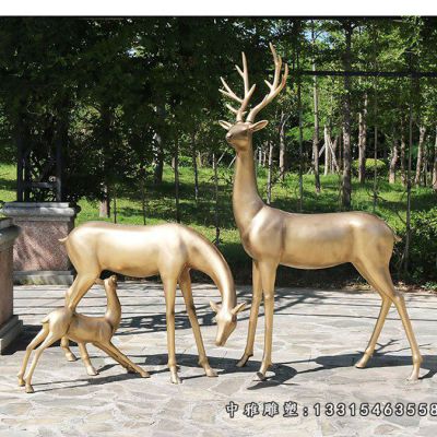 铜雕母子鹿摆件