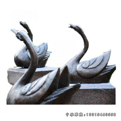 动物天鹅铜雕摆件