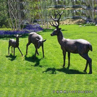 公园铜雕鹿摆件