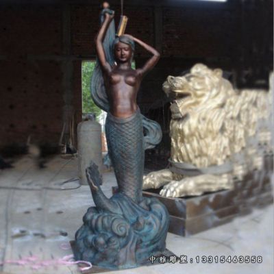 美人鱼铜雕摆件