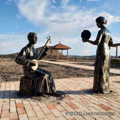 戏曲民俗铜雕人物