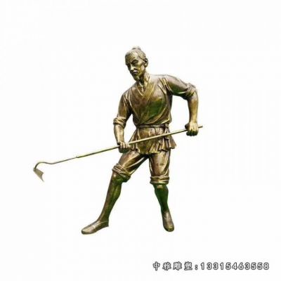 锄地干活铜雕人物雕塑