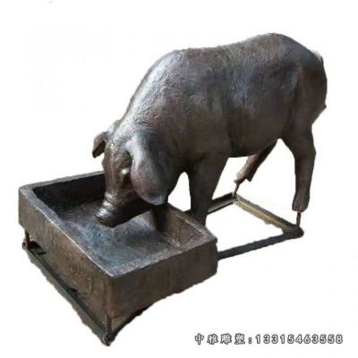 庭院小猪铜雕