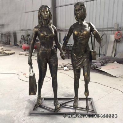 铜雕商业街购物人物