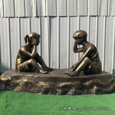 铜雕园林下棋人物