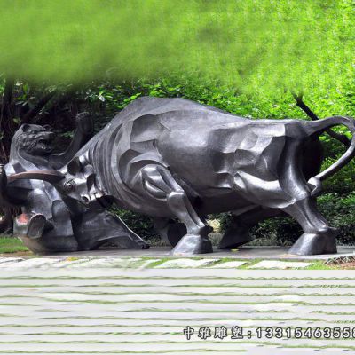 动物牛广场不锈钢雕塑