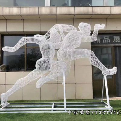 不锈钢跨栏人物雕塑