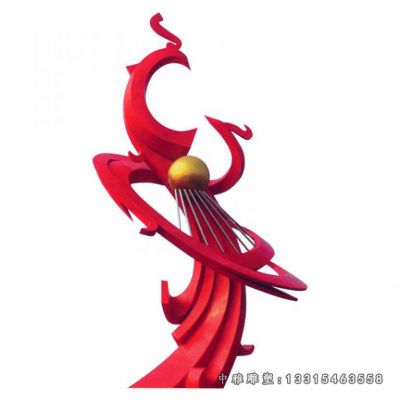 抽象凤凰动物不锈钢雕塑