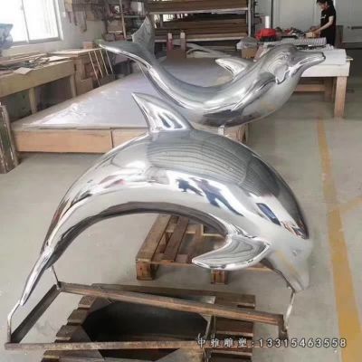 海豚戏球不锈钢雕塑 
