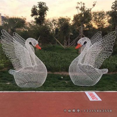 不锈钢动物天鹅雕塑