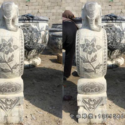 石雕仿古大象抱鼓石