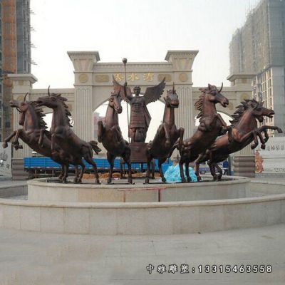广场铜雕阿波罗战车
