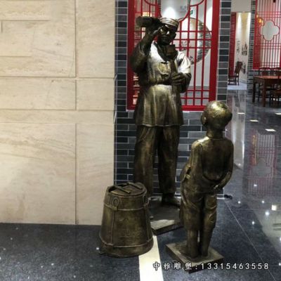 民俗文化打油人物铜雕