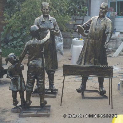 铜雕街边小吃人物