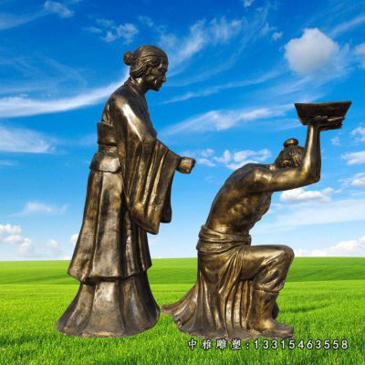 铜雕岳母刺字人物