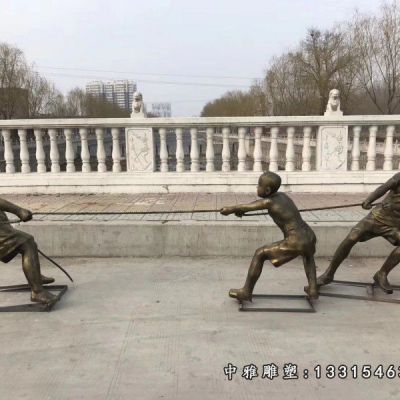 拔河铜雕儿童