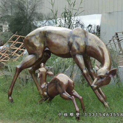 母子鹿铜雕摆件