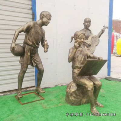 校园学生铜雕塑