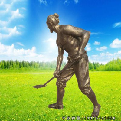 锄地铜雕人物雕塑