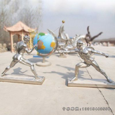 击剑人物不锈钢雕像
